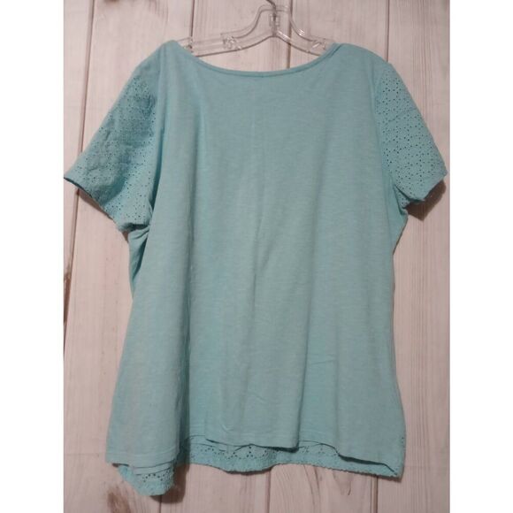 GH Bass‎ & Co Shirt Ladies 2xl Blue Lace Overlay - Picture 2 of 5